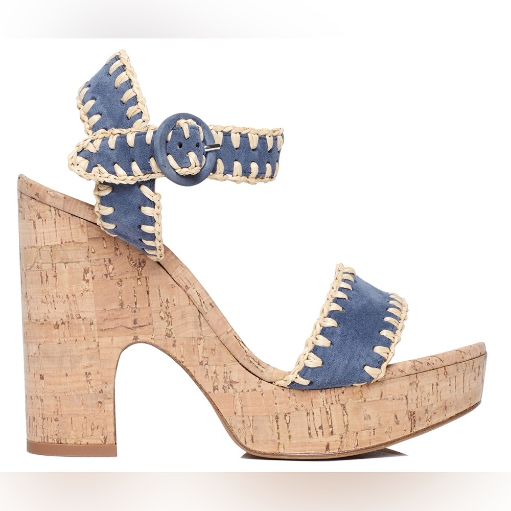 Tabitha Simmons Elena Whipstitch Suede and Cork Platforms size 38 (fits US 7)